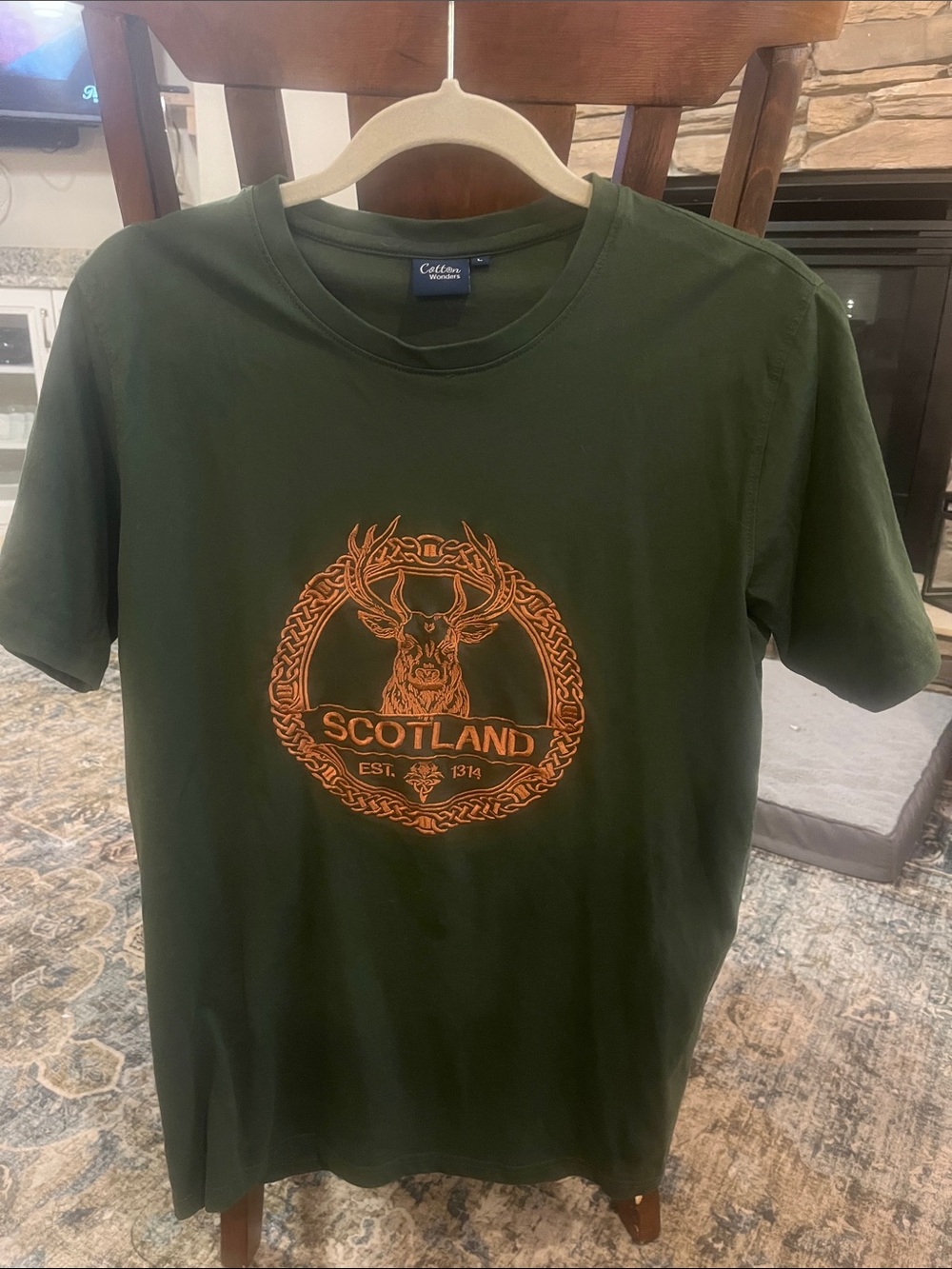 Scotland Graphic Crew Tee in Olive Green by